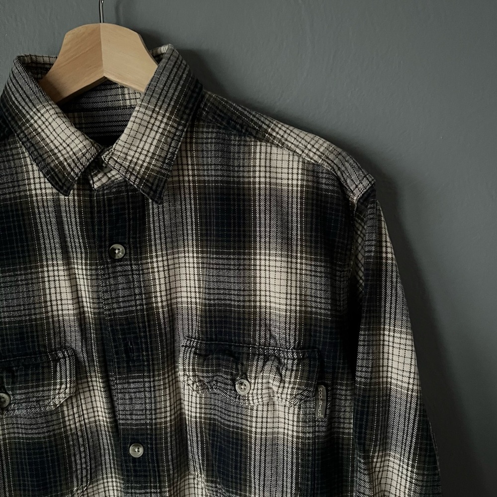 Woolrich Black and White Flannel Button Down Sz M